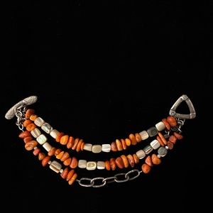 Silpada Rare Coral triple strand bracelet